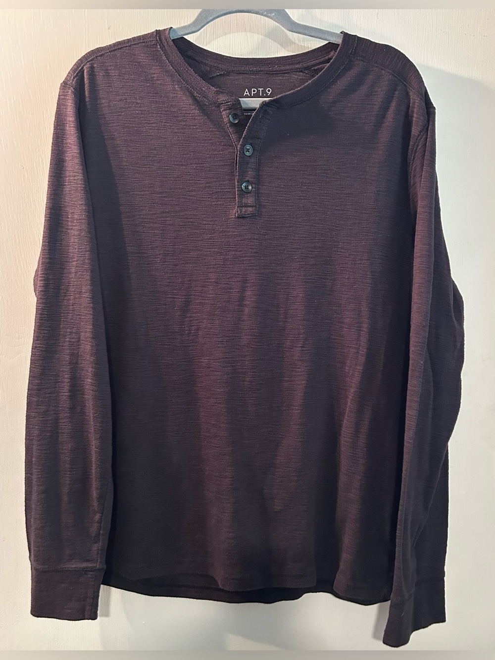 Apt. 9 Men's Long-Sleeve Henley Shirt - Black Size L